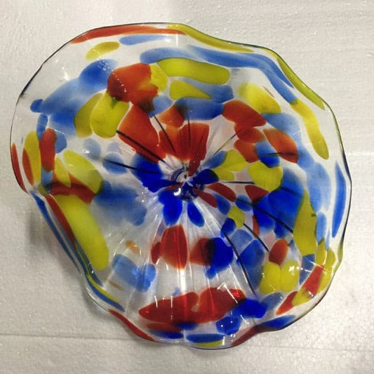 Hand-Blown Murano Glass Wall Art - Colorful Spotted Glass Plate 12 Inch