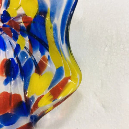 Hand-Blown Murano Glass Wall Art - Colorful Spotted Glass Plate 12 Inch