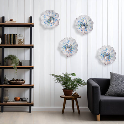 Murano Glass Wall Plates Leopard Texture Blue&Green Spots With LED