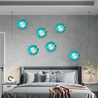 Murano Glass Wall Plates Aqua Color With LED D12inches