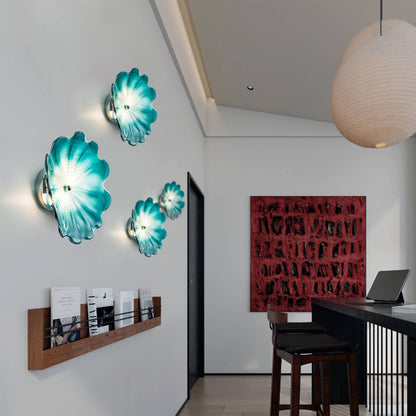 Murano Glass Wall Plates Aqua Color With LED D12inches