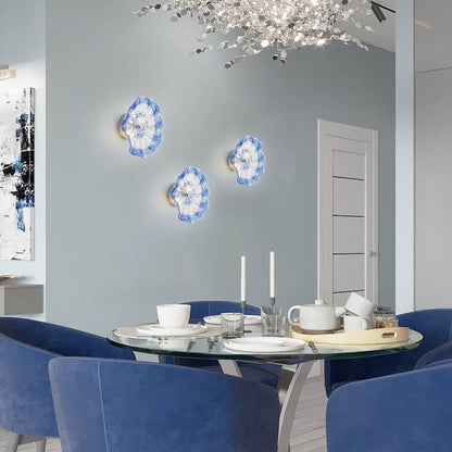 Murano Glass Wall Plates Cobalt Blue Spots With LED
