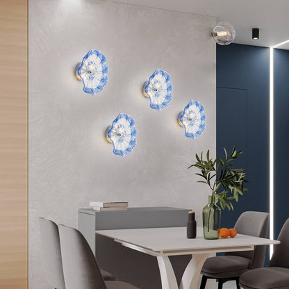 Murano Glass Wall Plates Cobalt Blue Spots With LED