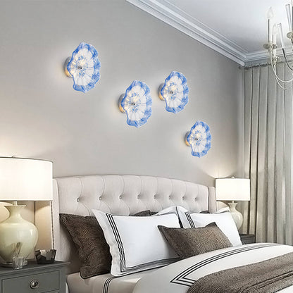 Murano Glass Wall Plates Cobalt Blue Spots With LED