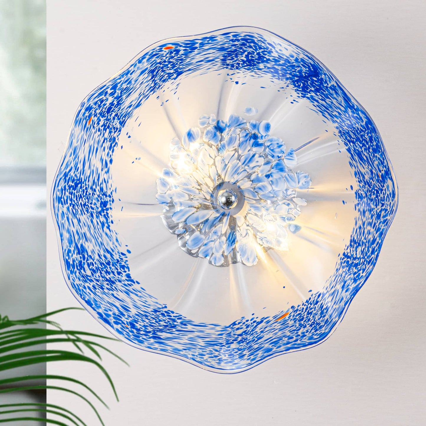 Murano Glass Wall Plates Cobalt Blue Spots With LED