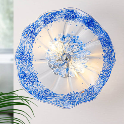 Murano Glass Wall Plates Cobalt Blue Spots With LED