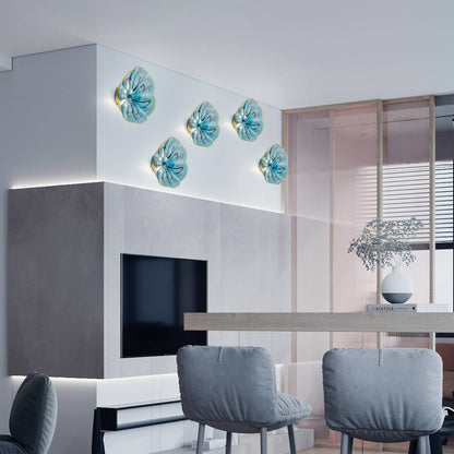 Murano Glass Wall Plates Aqua Color With Ink Pattern LED D12inches