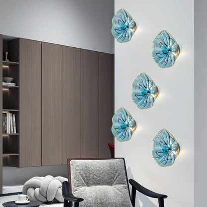 Murano Glass Wall Plates Aqua Color With Ink Pattern LED D12inches