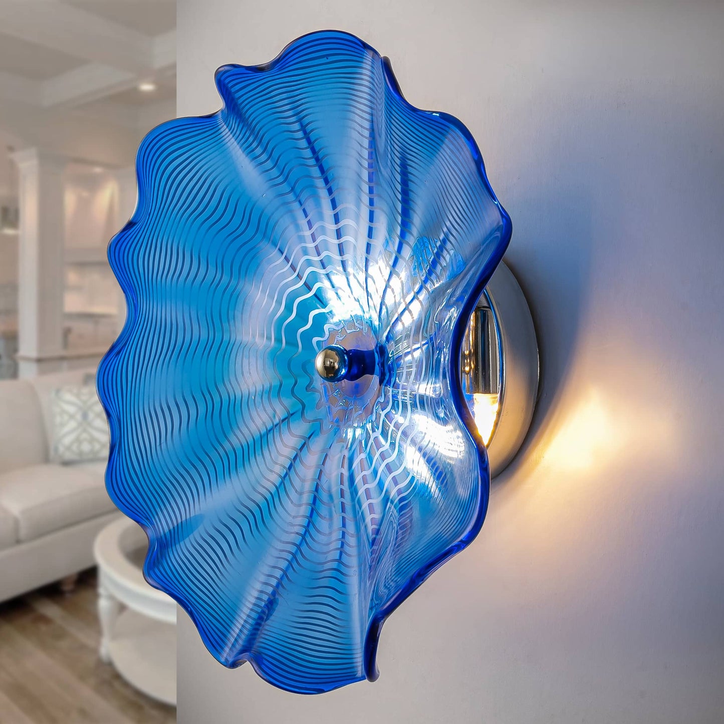 Murano Glass Wall Plates Cobalt Color With LED D12inches