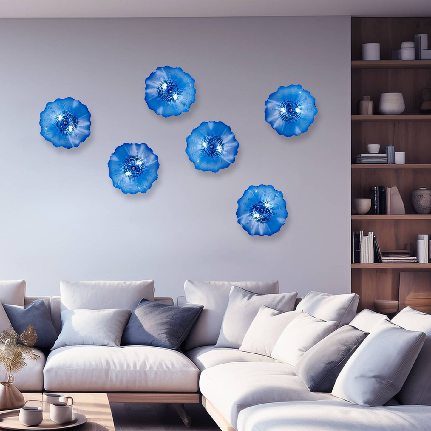 Murano Glass Wall Plates Cobalt Color With LED D12inches