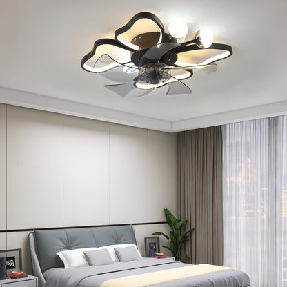 Modern Black Flush Mount Ceiling Fan with Light & Remote
