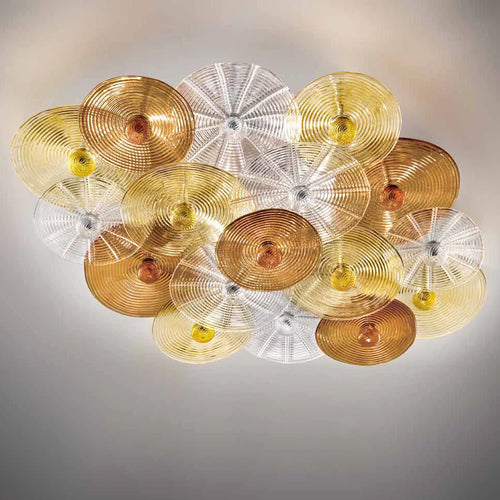 Murano-Style Multicolor Concentric Glass Disc Ceiling Chandelier