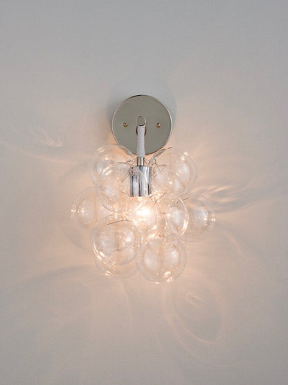 Bubbles Wall Lamp Clear And Smooth Balls Nickle Frame And White Cord