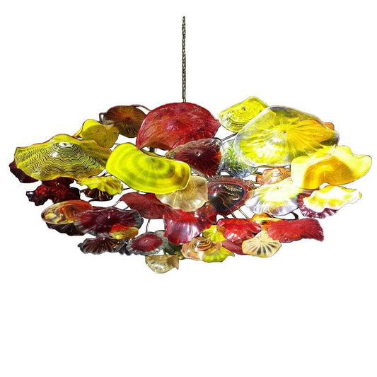 Colorful Blooms Fall Glass Plates Chandelier Lotus Shape