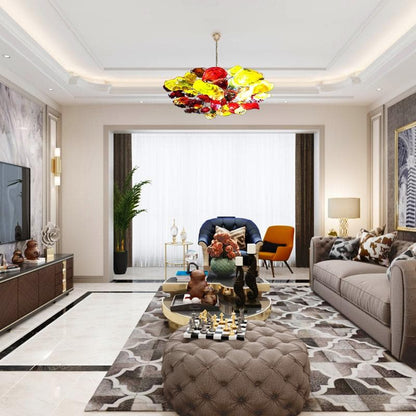 Colorful Blooms Fall Glass Plates Chandelier Lotus Shape