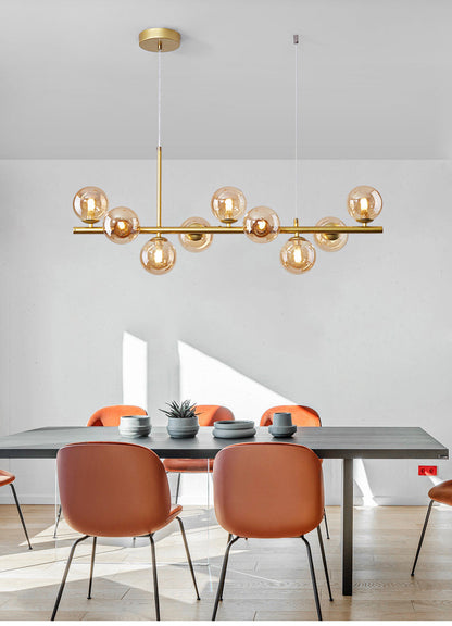 Mid-Century Modern Amber Glass Pendant Light for Warm Dining Room Atmosphere - LEDLIGHTHUB