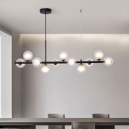Modern Black Industrial Linear Pendant Light with Clear Glass Globes - LEDLIGHTHUB