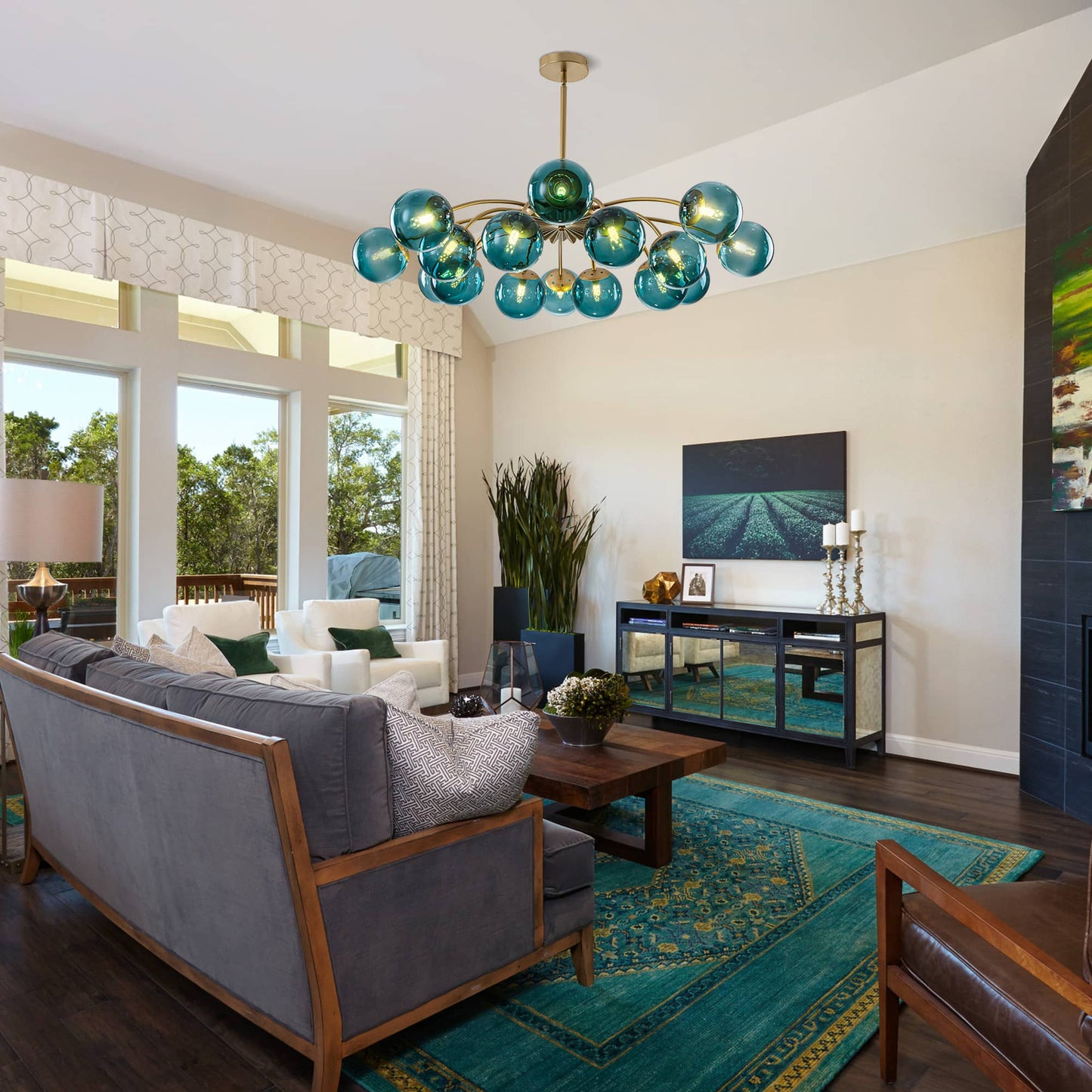 Designer Statement Glass Chandelier for Open Concept Living Space - LEDLIGHTHUB