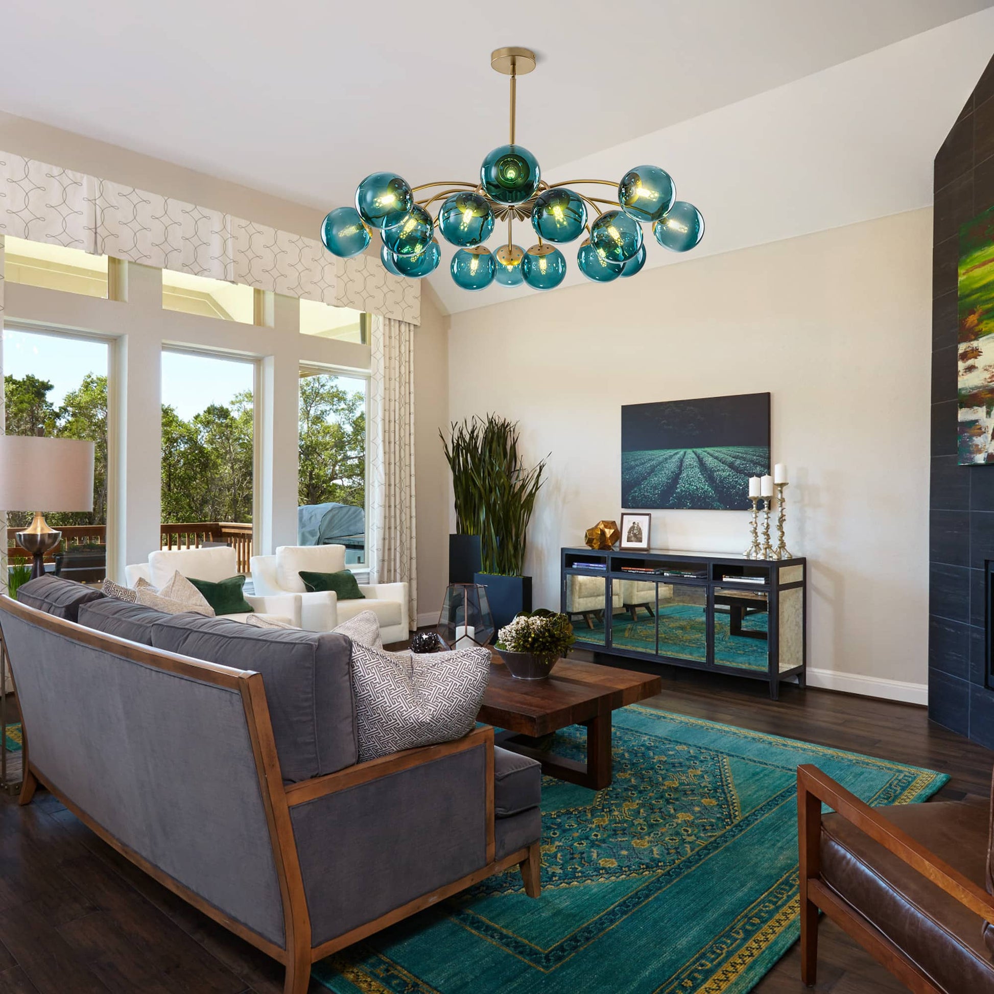 Designer Statement Glass Chandelier for Open Concept Living Space - LEDLIGHTHUB