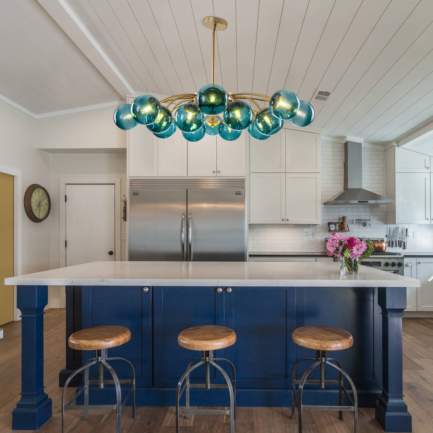 Large Contemporary Teal Pendant Lighting for Modern Kitchen Island - LEDLIGHTHUB