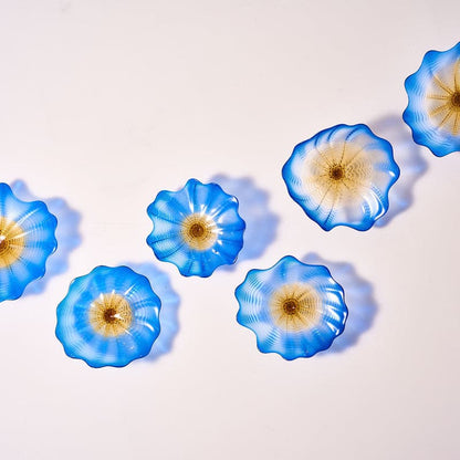 Glass Wall Bowls Murano Glass Blue And Golden D10inches