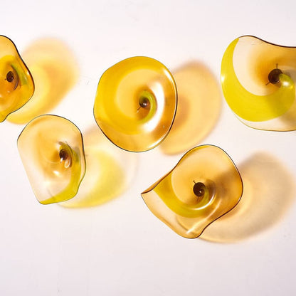 Blown Glass Wall Plates Amber Golden D10inches