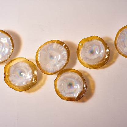 Hand Blown Glass Wall Plates Crystal Golden And Pearl White D10inches