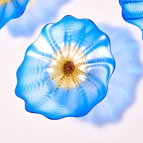 Glass Wall Bowls Murano Glass Blue And Golden D10inches