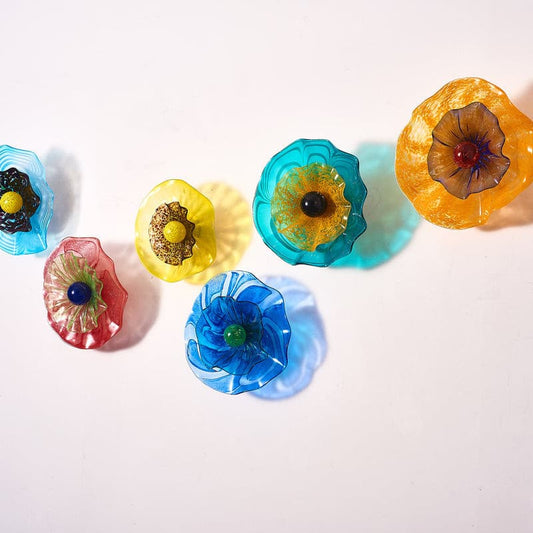 Glass Wall Plates Blossoming Lotus Flower 2 Layers Murano Glass