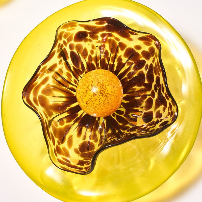 Murano Glass Wall Plates Set Blossoming Sunflower 2 Layers