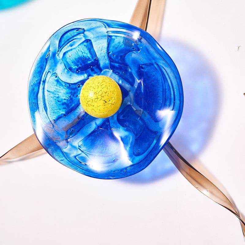 Murano Glass Wall Plates Blossoming Lotus Flower Mixed Colors