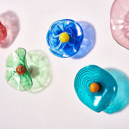 Colorful Hand Blown Glass Wall Plates Wall Mounted Floral Sconces