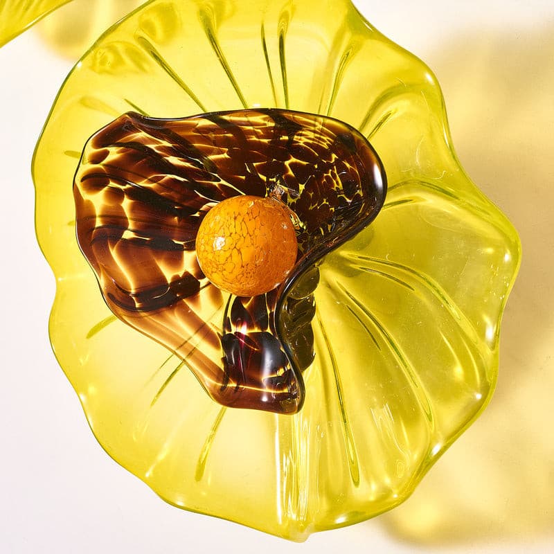 Murano Glass Wall Plates Set Blossoming Sunflower 2 Layers