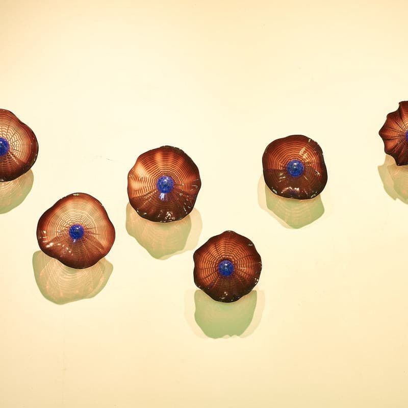 Glass Wall Floral Sconces Brown And Blue Murano Glass D10inches