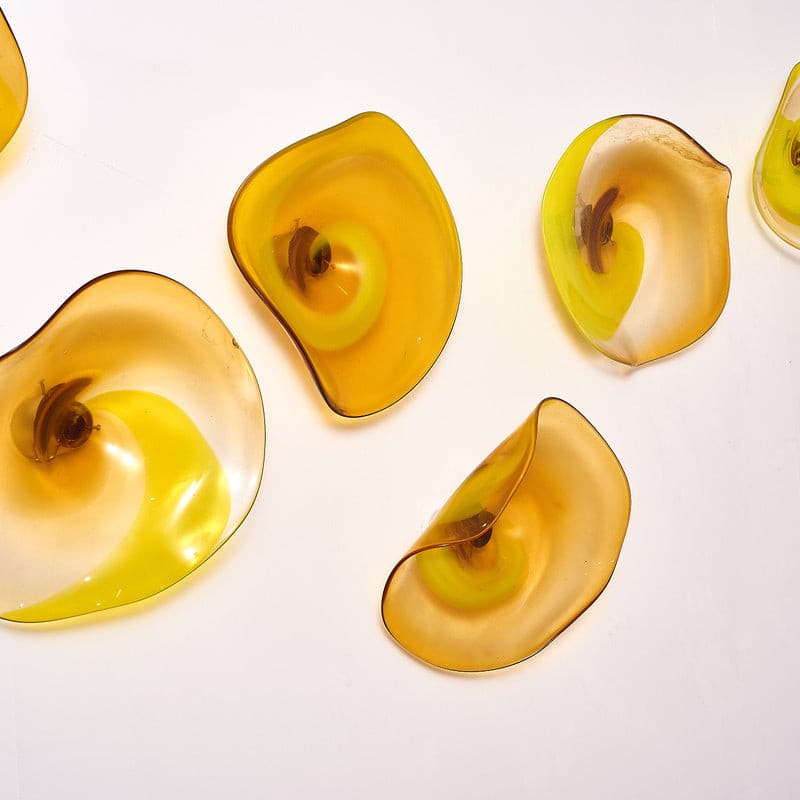 Blown Glass Wall Plates Amber Golden D10inches