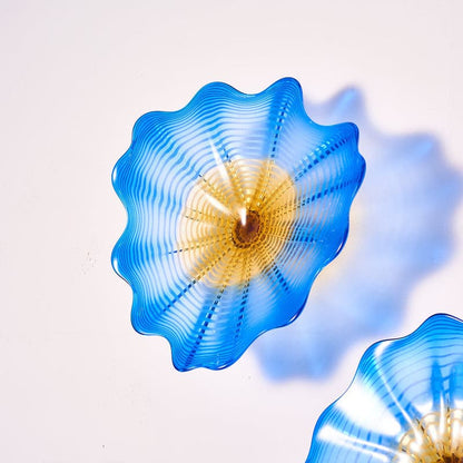 Glass Wall Bowls Murano Glass Blue And Golden D10inches