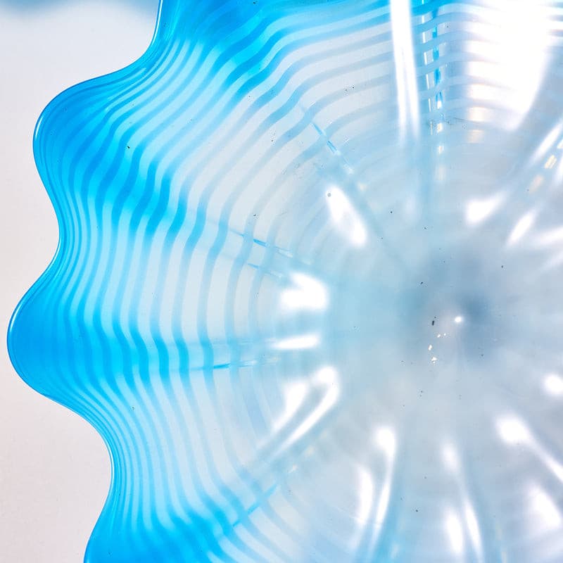 Glass Wall Plates White And Blue Colors Set D10inches