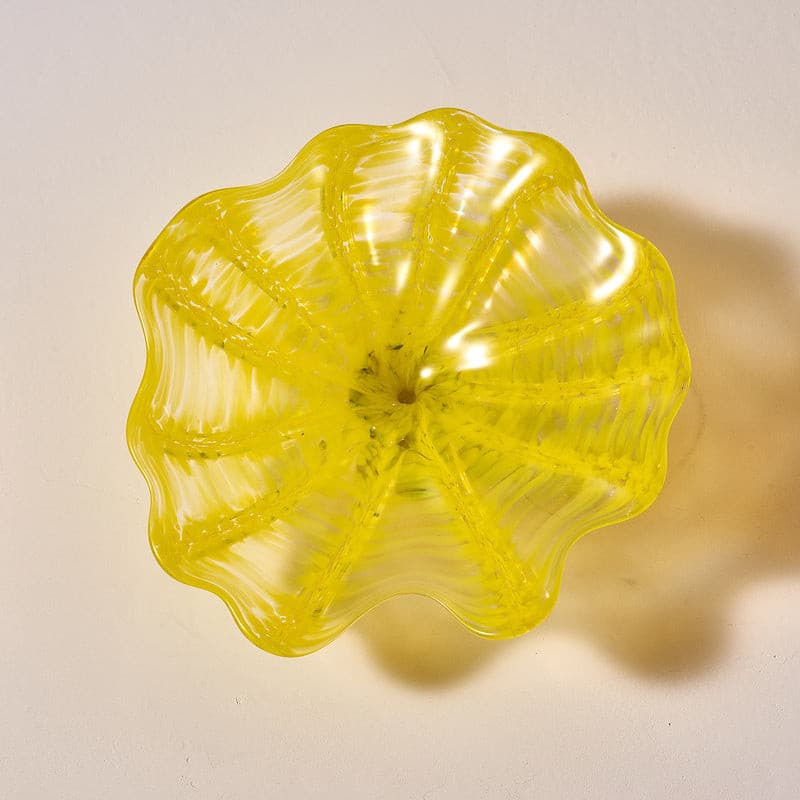 Glass Wall Plate Crystal Yellow Hand Blown Murano Glass D10inches