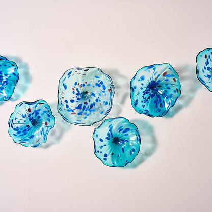 Glass Wall Plates Crystal Blue Murano Glass D10inches