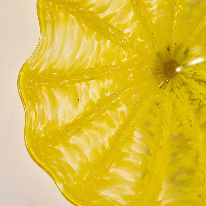 Glass Wall Plate Crystal Yellow Hand Blown Murano Glass D10inches
