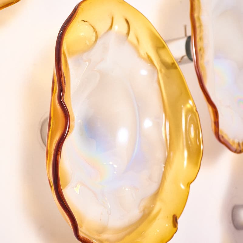 Hand Blown Glass Wall Plates Crystal Golden And Pearl White D10inches