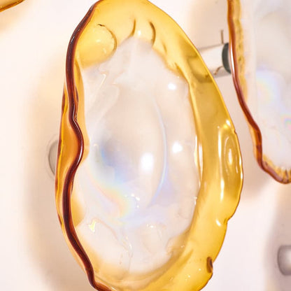 Hand Blown Glass Wall Plates Crystal Golden And Pearl White D10inches