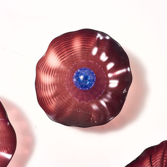 Glass Wall Floral Sconces Brown And Blue Murano Glass D10inches