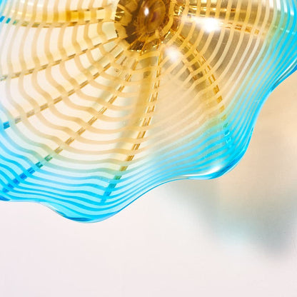 Glass Wall Plates Hand Blown Blue And Gold Murano Glass D10inches