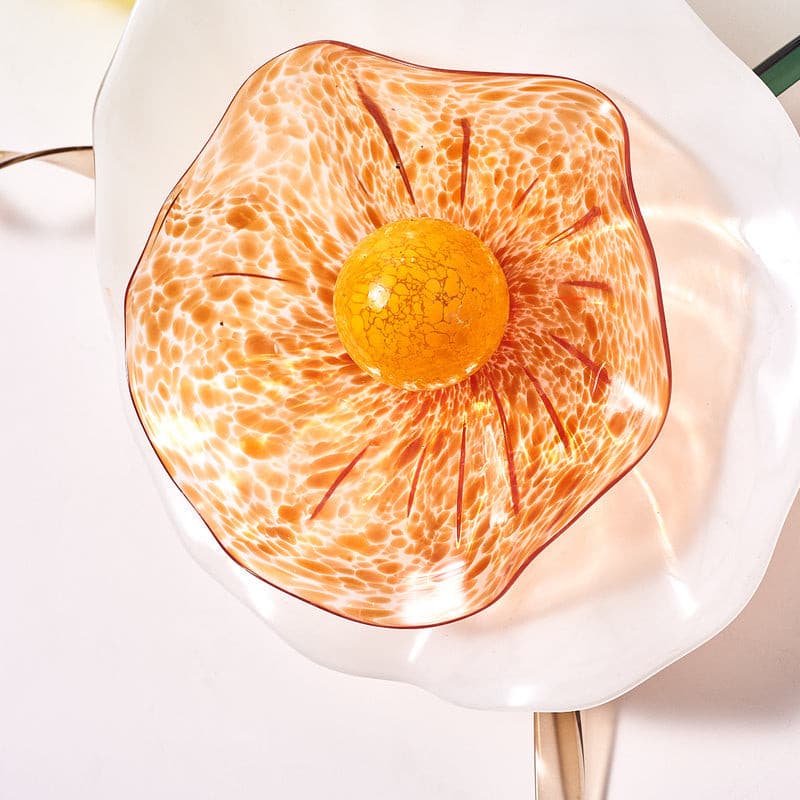 Murano Glass Wall Plates Blossoming Lotus Flower Mixed Colors