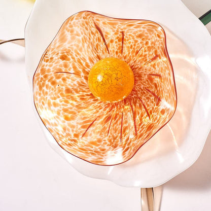 Murano Glass Wall Plates Blossoming Lotus Flower Mixed Colors