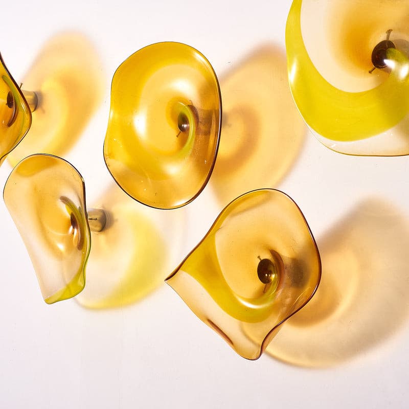 Blown Glass Wall Plates Amber Golden D10inches