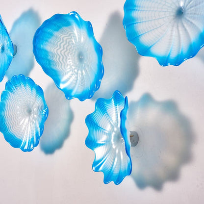 Glass Wall Plates White And Blue Colors Set D10inches