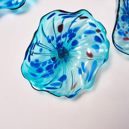 Glass Wall Plates Crystal Blue Murano Glass D10inches