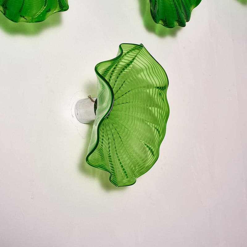 Hand Blown Murano Glass Wall Plates Clear Green D10Inches